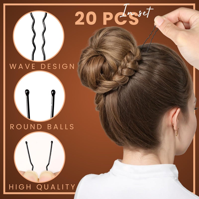 YGDZ 50cm Hair Nets for Buns, 40pcs - Light Coffee Nylon Mesh Hair Accessories for Ballet Girls, Food Service, Sleeping, Wig, Women, Girls, with 40 U Shaped Bobby Pins, Hair Ties - Image 5